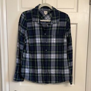 J. Crew Blue and Green Plaid Button-Down Shirt